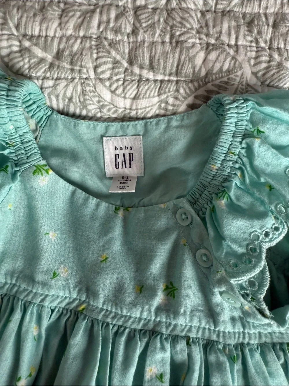 Turquoise Eyelet Baby Matching Set • Cute Ruffled Sleeves